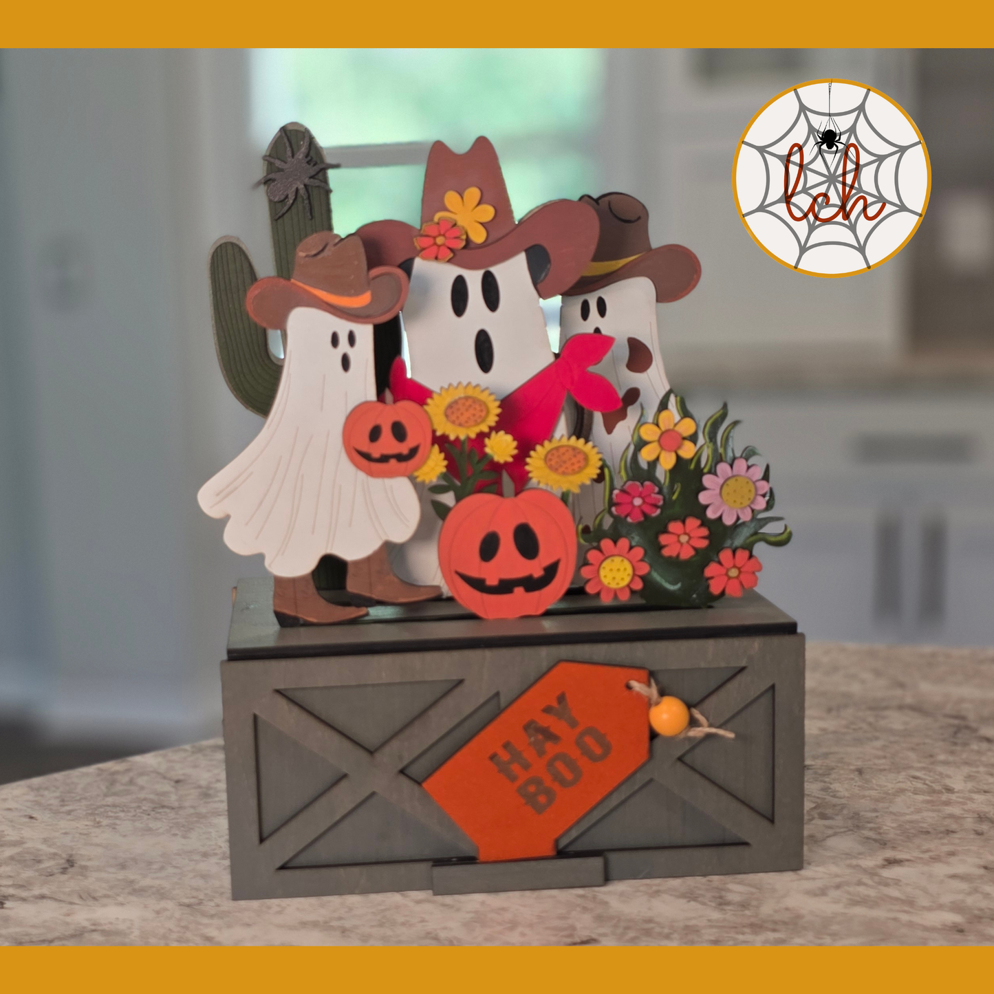 Cowboy Ghosts Halloween Insert for Trunk & Farmhouse Crate Bases