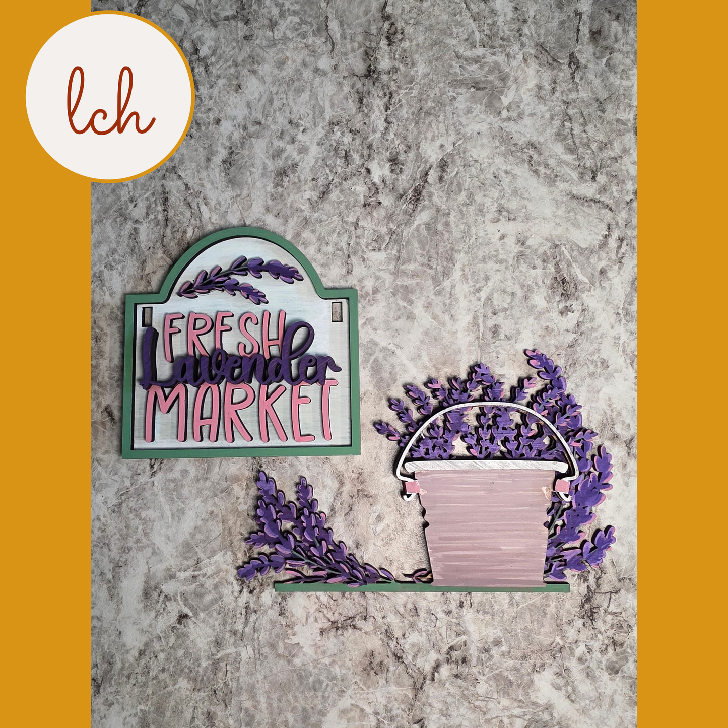 Lavender Fresh Market Summer Signpost & Door Insert – Mini Laser‑Cut Wooden Decor (insert only)