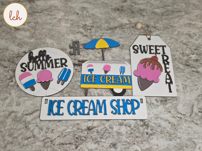 Hello Summer Sweet Treat Ice Cream Wooden Wagon & Raised Shelf Sitter Insert (insert only)