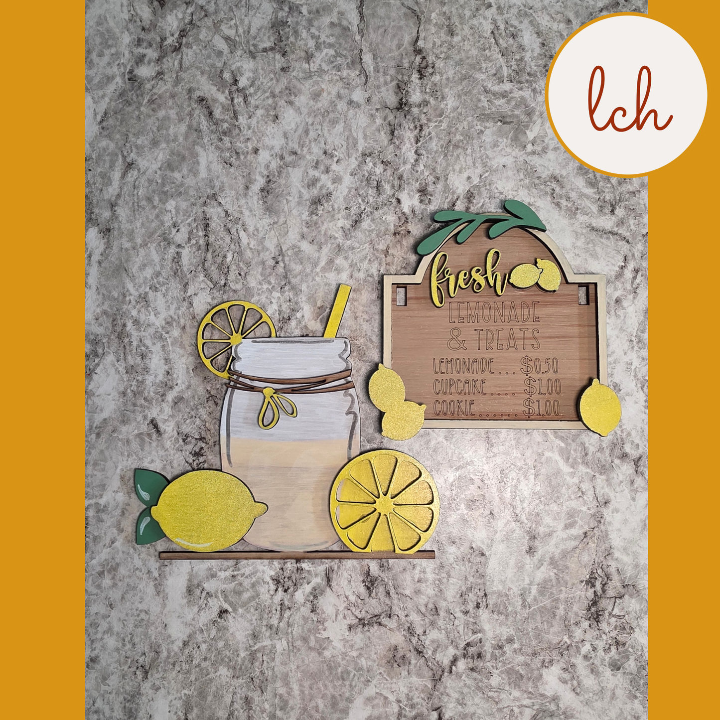 Fresh Lemonade Summer Mini Signpost & Door Insert – Wooden Laser Cut, Hand Painted (insert only)