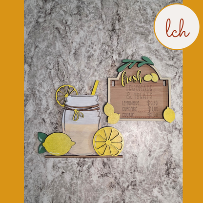 Fresh Lemonade Summer Mini Signpost & Door Insert – Wooden Laser Cut, Hand Painted (insert only)