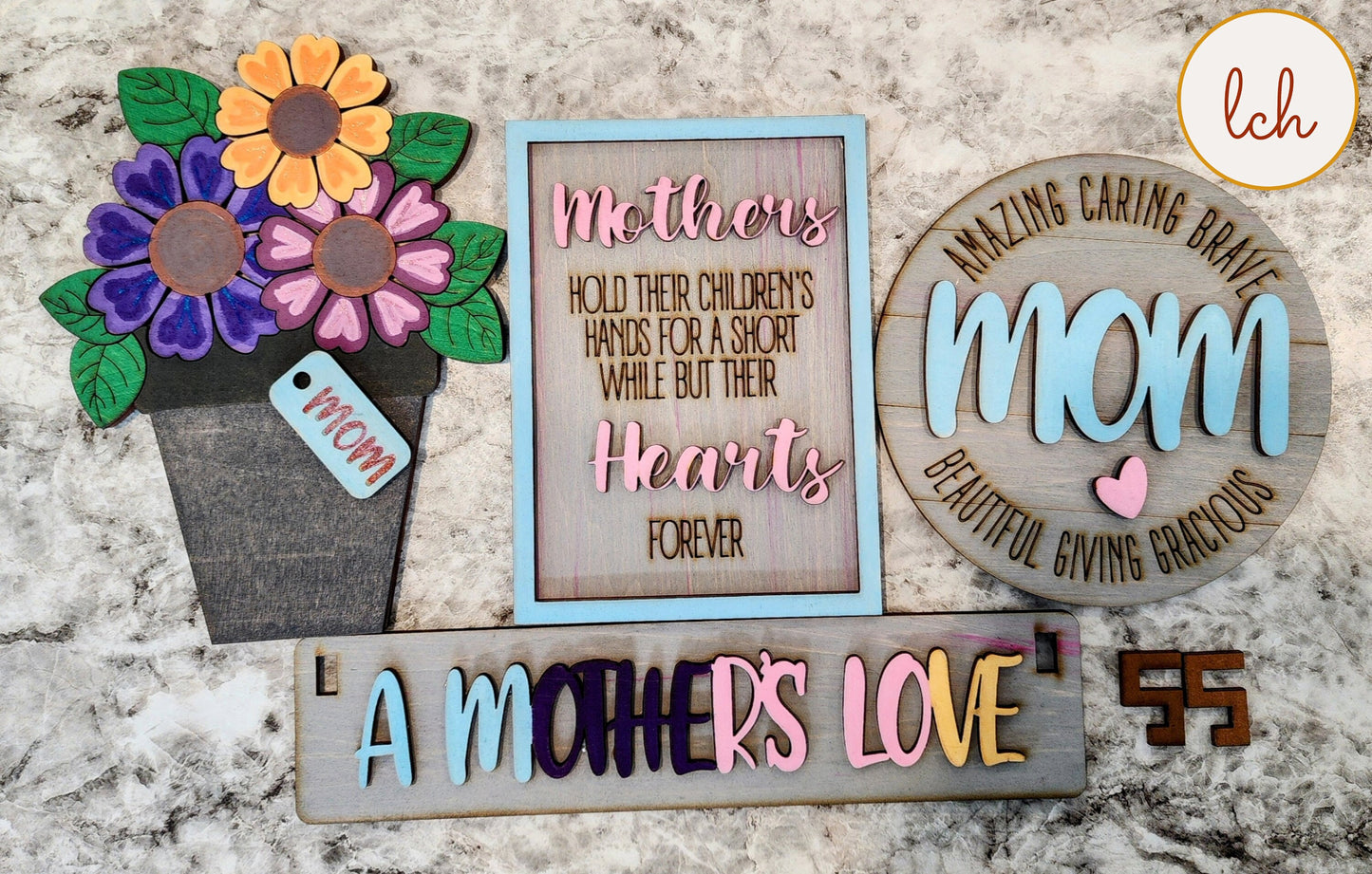 Cherish Mom's Love! Hand-painted Wooden Laser-cut Mother's Day Shelf Sitter Inserts - Interchangeable & Heartfelt Home Decor (Inserts Only)
