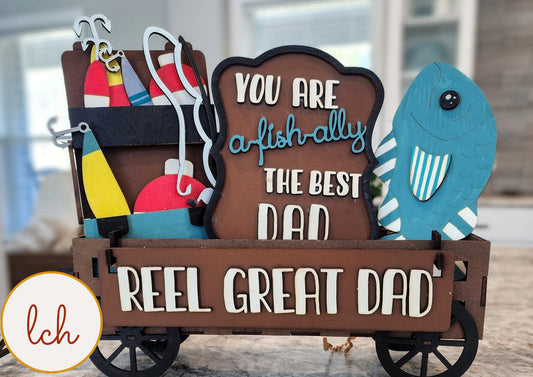 Reel Great Dad Interchangeable Shelf Sitter Inserts: Hand-Painted Wooden Laser-Cut Designs for Father's Day – (Insert Only)