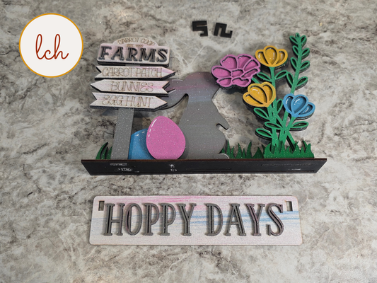 Hoppy Days Easter Bunny Wagon & Raised Shelf Sitter Insert – Hand‑Painted Wooden Seasonal Decor (insert only)