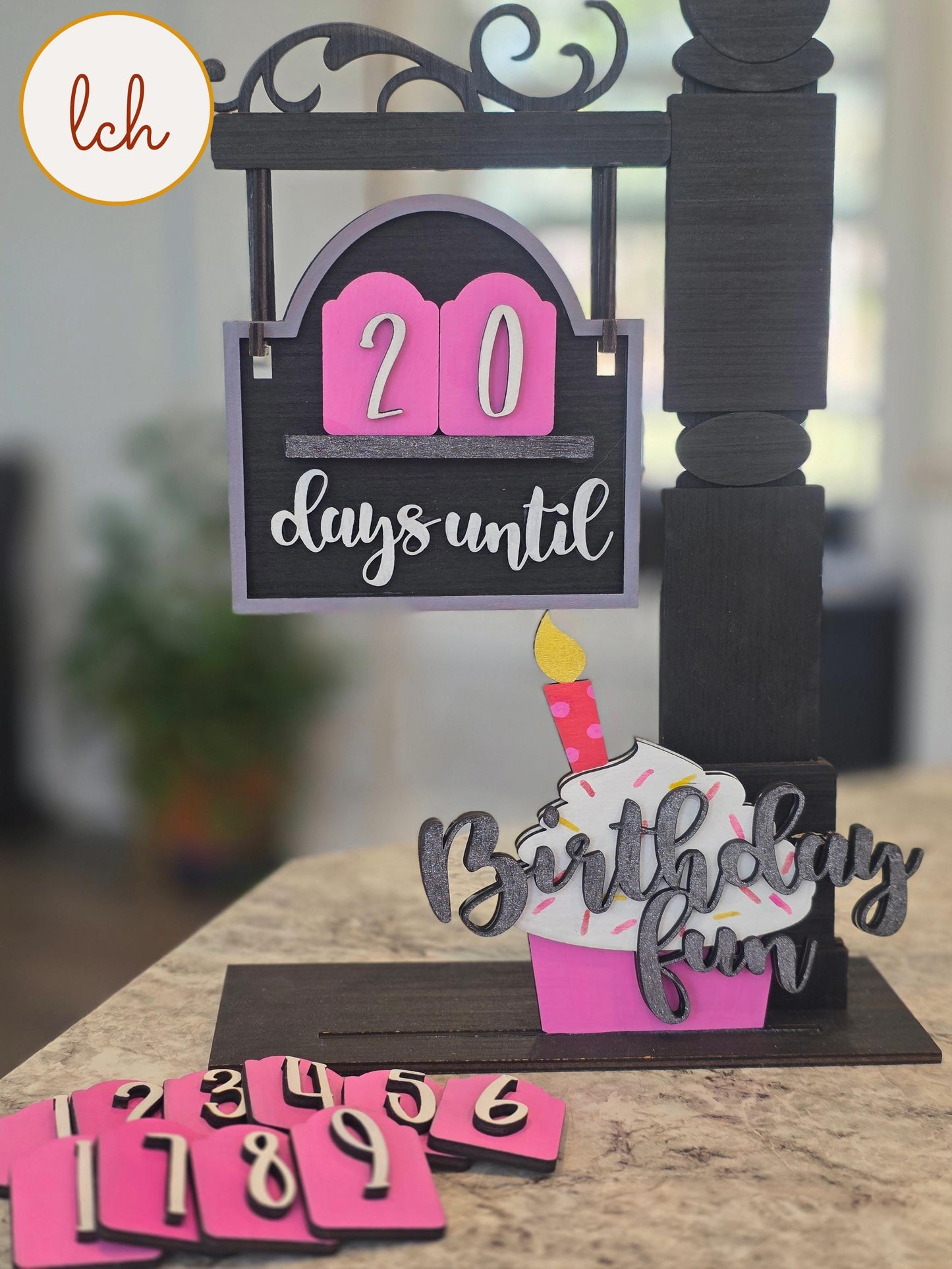 Laser Cut Hand-Painted Mini Countdown Days Until Birthday Signpost Insert (insert only)