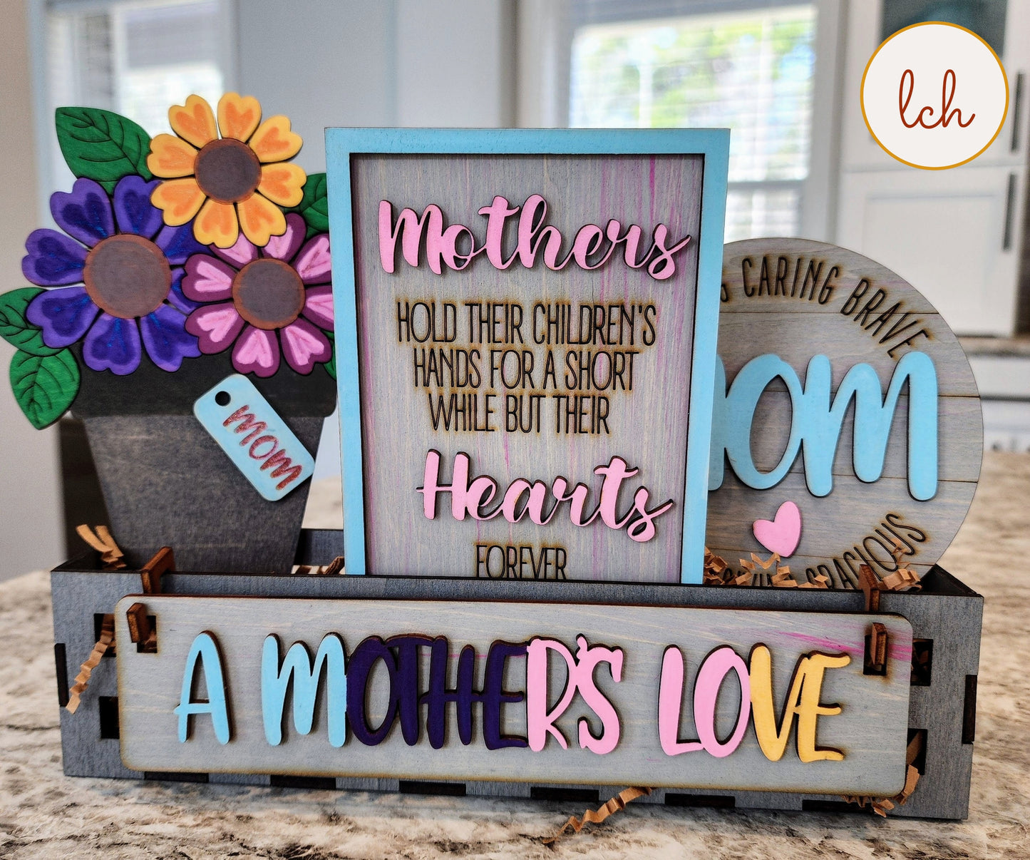 Cherish Mom's Love! Hand-painted Wooden Laser-cut Mother's Day Shelf Sitter Inserts - Interchangeable & Heartfelt Home Decor (Inserts Only)