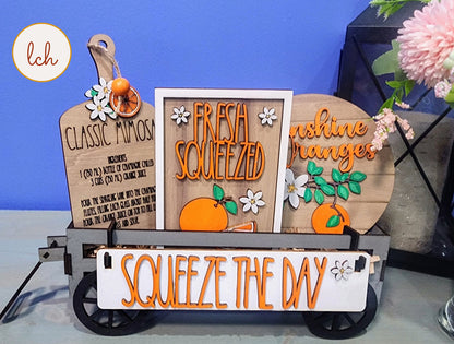 Squeeze the Day - Hand-Painted Oranges, Summer-Themed Birch Shelf Sitter Insert (Insert Only)