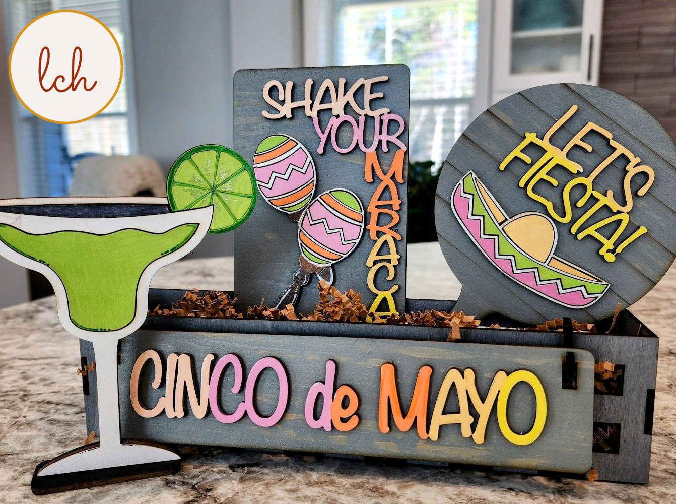 Cinco de Mayo - Hand-painted Wooden Margarita Celebration Interchangeable Inserts: Laser-Cut Shelf Sitter Decor (Inserts Only)!
