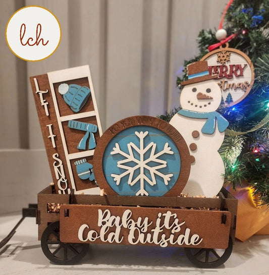 Charming Snowman Interchangeable Shelf Sitter Inserts: Baby, It's Cold Outside!