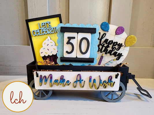 Enchanting Wooden Make A Wish Birthday Interchangeable Shelf Sitter Inserts (insert only)
