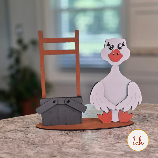 Interchangeable Goose Base | Wooden Laser Cut Porch Goose | Hand Painted Seasonal Decor Stand | Base Only