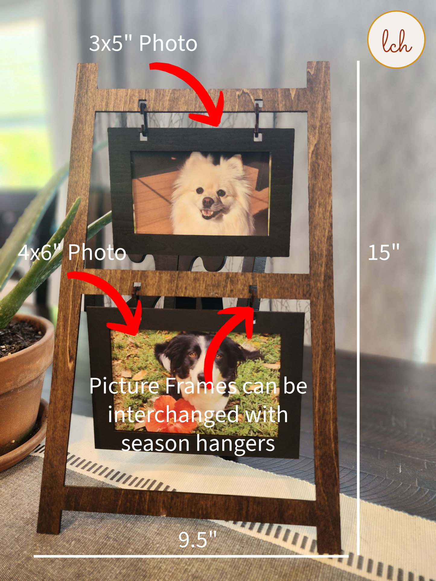 Autumn Leaves & Fall Breezes Wooden Ladder Picture Frame Hanger  Hand Painted Laser Cut Seasonal Fall Decor (hanger only)