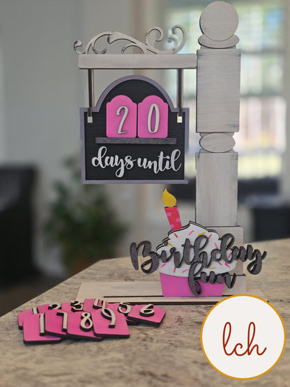 Laser Cut Hand-Painted Mini Countdown Days Until Birthday Signpost Insert (insert only)