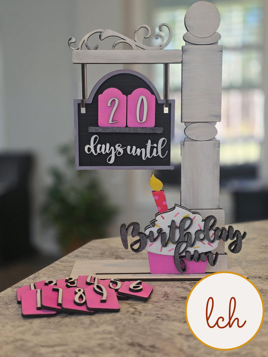 Laser Cut Hand-Painted Mini Countdown Days Until Birthday Signpost Insert (insert only)
