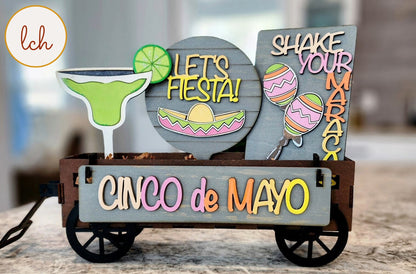 Cinco de Mayo - Hand-painted Wooden Margarita Celebration Interchangeable Inserts: Laser-Cut Shelf Sitter Decor (Inserts Only)!