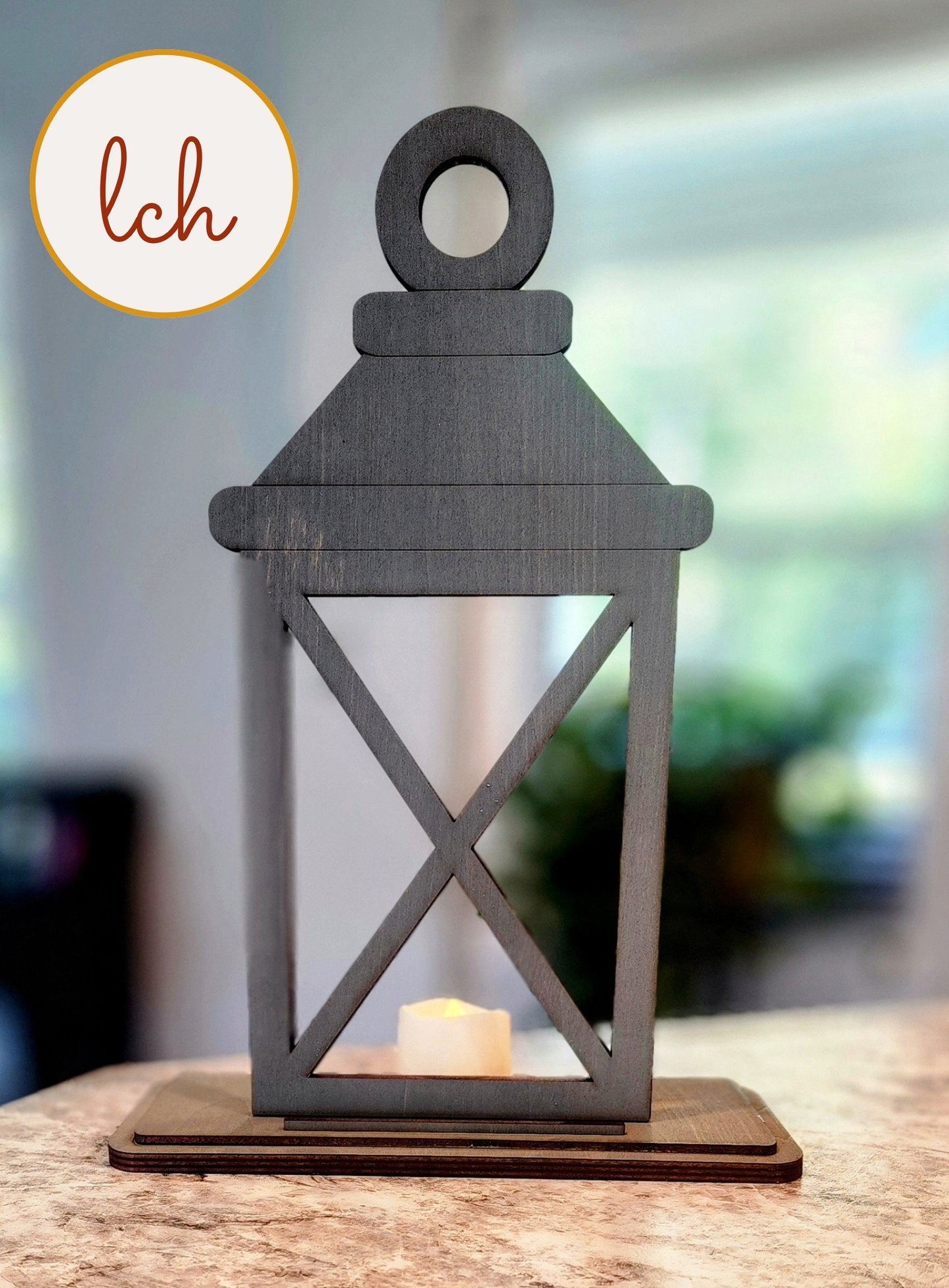 Hand-Painted Wooden Lantern Bases - Laser Cut, Interchangeable Designs for Unique Home Decor
