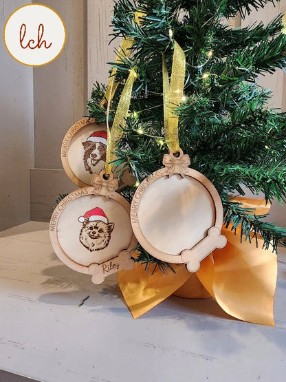 Personalized Santa Paws Wooden Laser-Cut Dog Breed Christmas Ornaments - Choose from 67 Breeds!