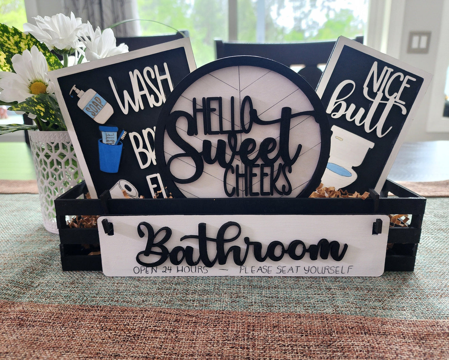 Splashy Shelf Sitter: Adorable Bathroom-themed Insert for Your Home Décor (Insert Only)