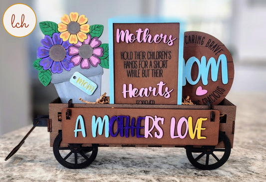 Cherish Mom's Love! Hand-painted Wooden Laser-cut Mother's Day Shelf Sitter Inserts - Interchangeable & Heartfelt Home Decor (Inserts Only)