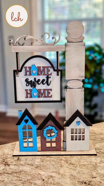 Home Sweet Home Wooden Laser Cut Hand Painted Mini Signpost Door Insert (Insert Only)
