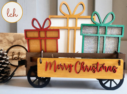 Artisanal Laser-Cut & Hand-Painted Christmas Present Shelf Sitter Inserts – Holiday Cheer for Your Home! (Inserts Only)