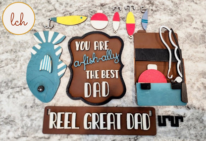 Reel Great Dad Interchangeable Shelf Sitter Inserts: Hand-Painted Wooden Laser-Cut Designs for Father's Day – (Insert Only)