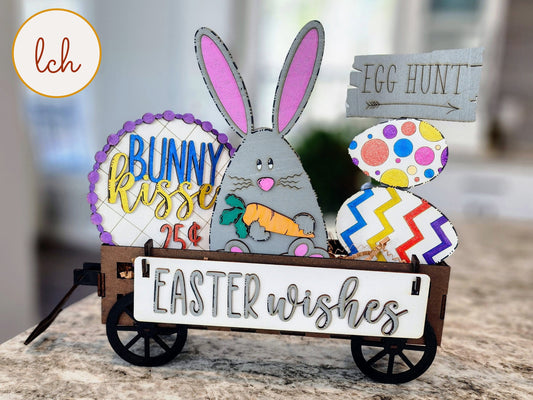 Charming Easter Wishes and Bunny Kisses Wooden Laser-Cut Shelf Sitter Inserts (Inserts Only)