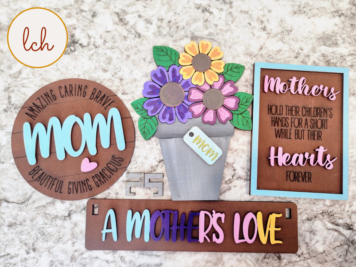 Cherish Mom's Love! Hand-painted Wooden Laser-cut Mother's Day Shelf Sitter Inserts - Interchangeable & Heartfelt Home Decor (Inserts Only)