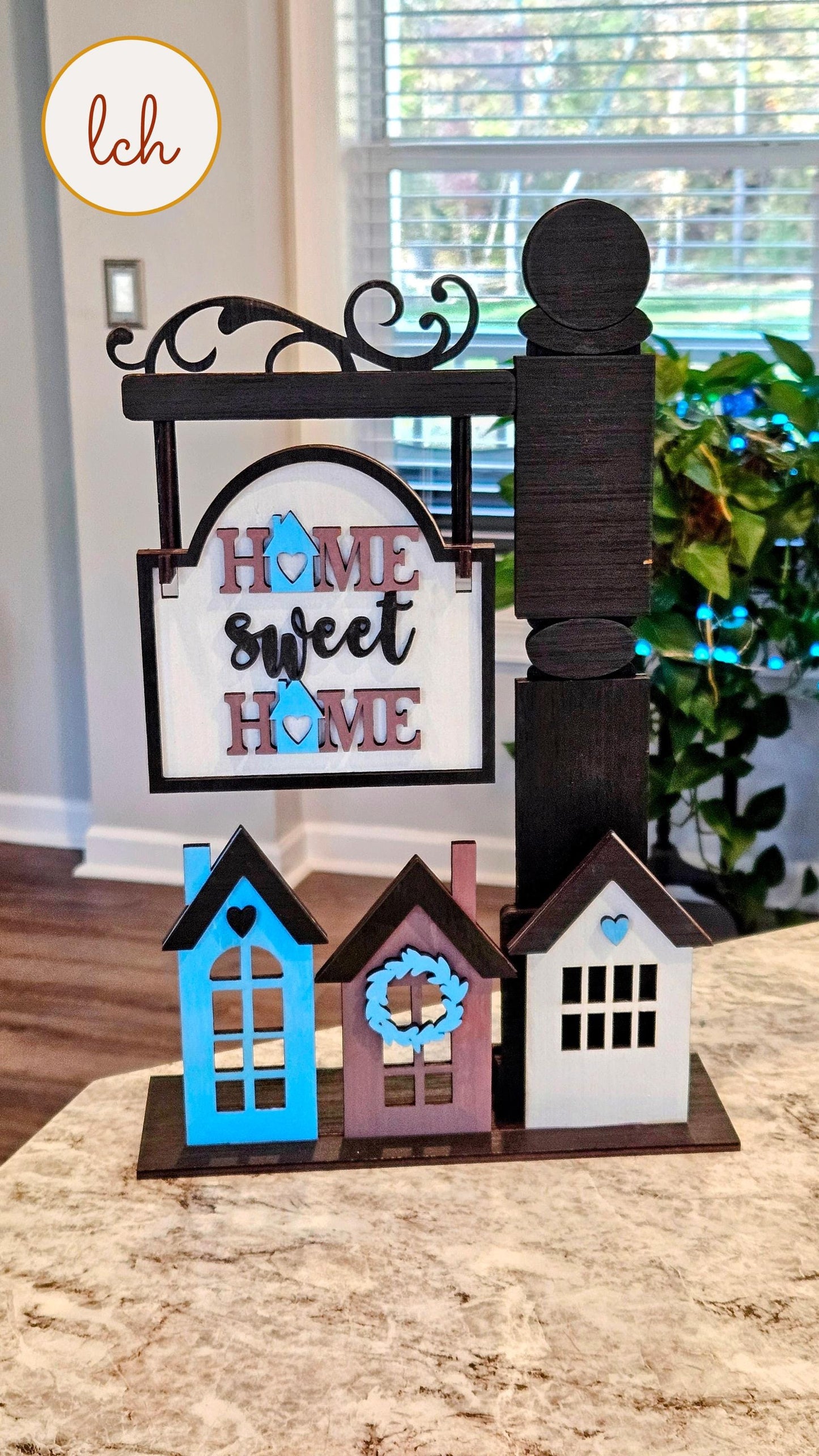 Home Sweet Home Wooden Laser Cut Hand Painted Mini Signpost Door Insert (Insert Only)