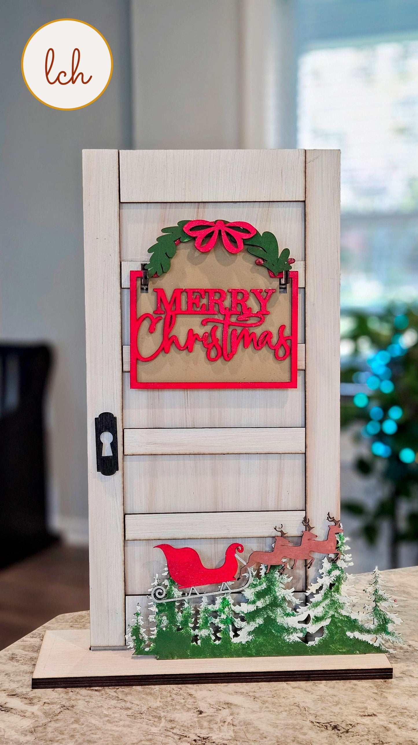 Hand-Painted Wooden Laser Cut Merry Christmas Mini Signpost Insert - Interchangeable Holiday Decor (Insert Only)