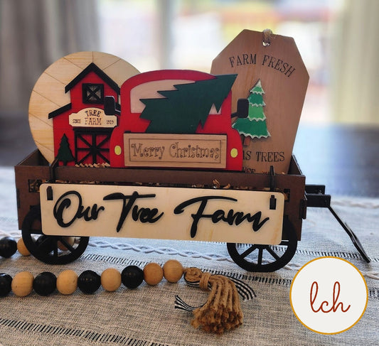 Charming Red Truck Christmas Tree Farm Interchangeable Shelf Sitter Inserts (Inserts Only)