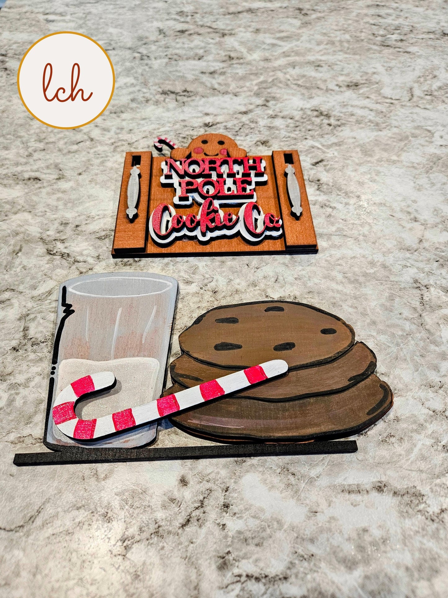 North Pole Cookie Co Christmas Gingerbread Wooden Laser Cut Hand Painted Signpost & Door Insert (Insert Only)