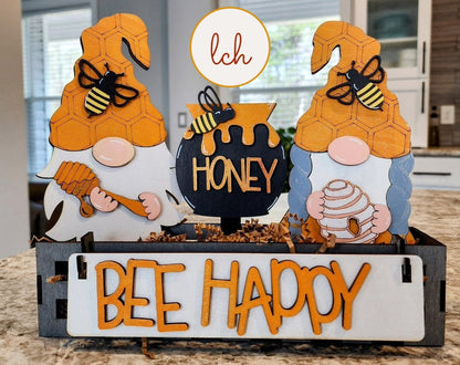 Wooden Wagon Insert with interchangeable gnome décor featuring bee and honey themed decorations from My Store