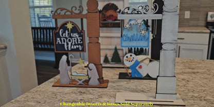 Oh Deer! Winter’s Here Mini Signpost & Door Insert, Wooden Laser Cut & Hand Painted (insert only)